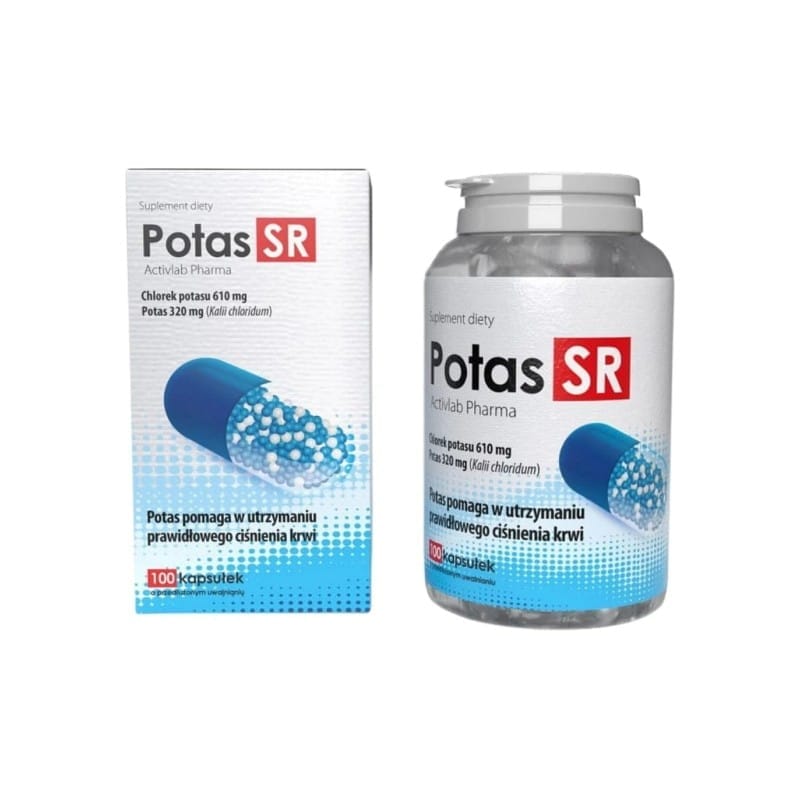 Kalium mit verzögerter Freisetzung – Potas SR Activlab Pharma (100 Kapseln)