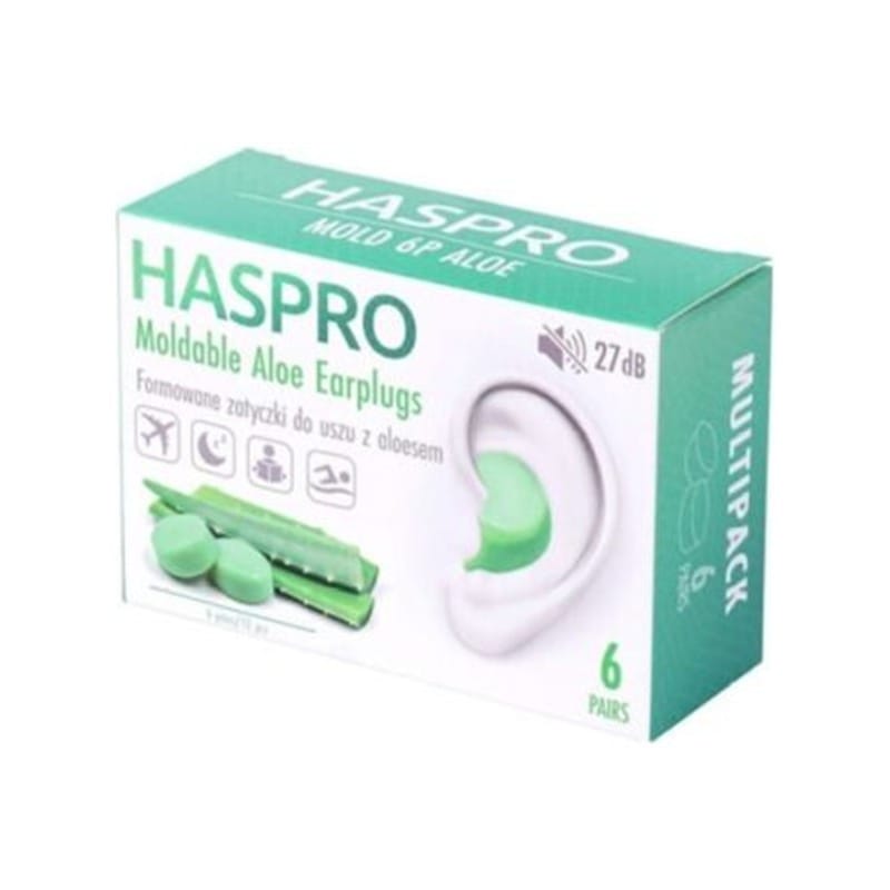 Silikon-Ohrstöpsel mit Aloe Vera Haspro (12 Stück)