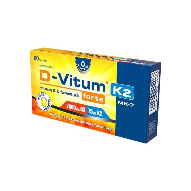 Vitamin D3 2000 IE mit K2 MK-7 D-Vitum Forte Oleofarm (60 Kapseln)