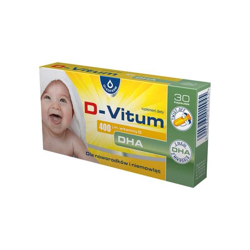 Vitamin D3 400 I.E. und DHA für Säuglinge und Kinder D-Vitum Oleofarm (30 Twist-off-Kapseln)