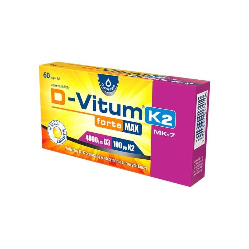 Vitamin D3 4000 IE und K2 MK-7 D-Vitum Forte Max Oleofarm (60 Kapseln)