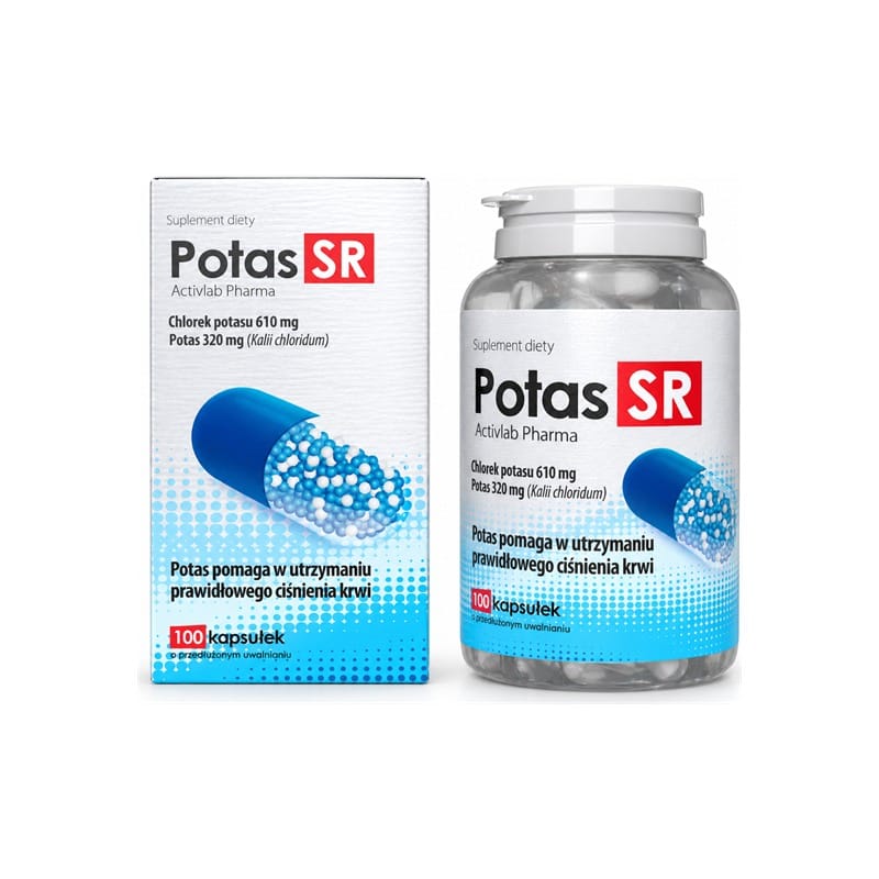 Kalium mit verzögerter Freisetzung – Potas SR Activlab Pharma (100 Kapseln)